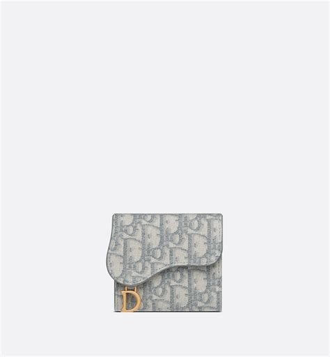 Medium Saddle Wallet Gray Dior Oblique Jacquard